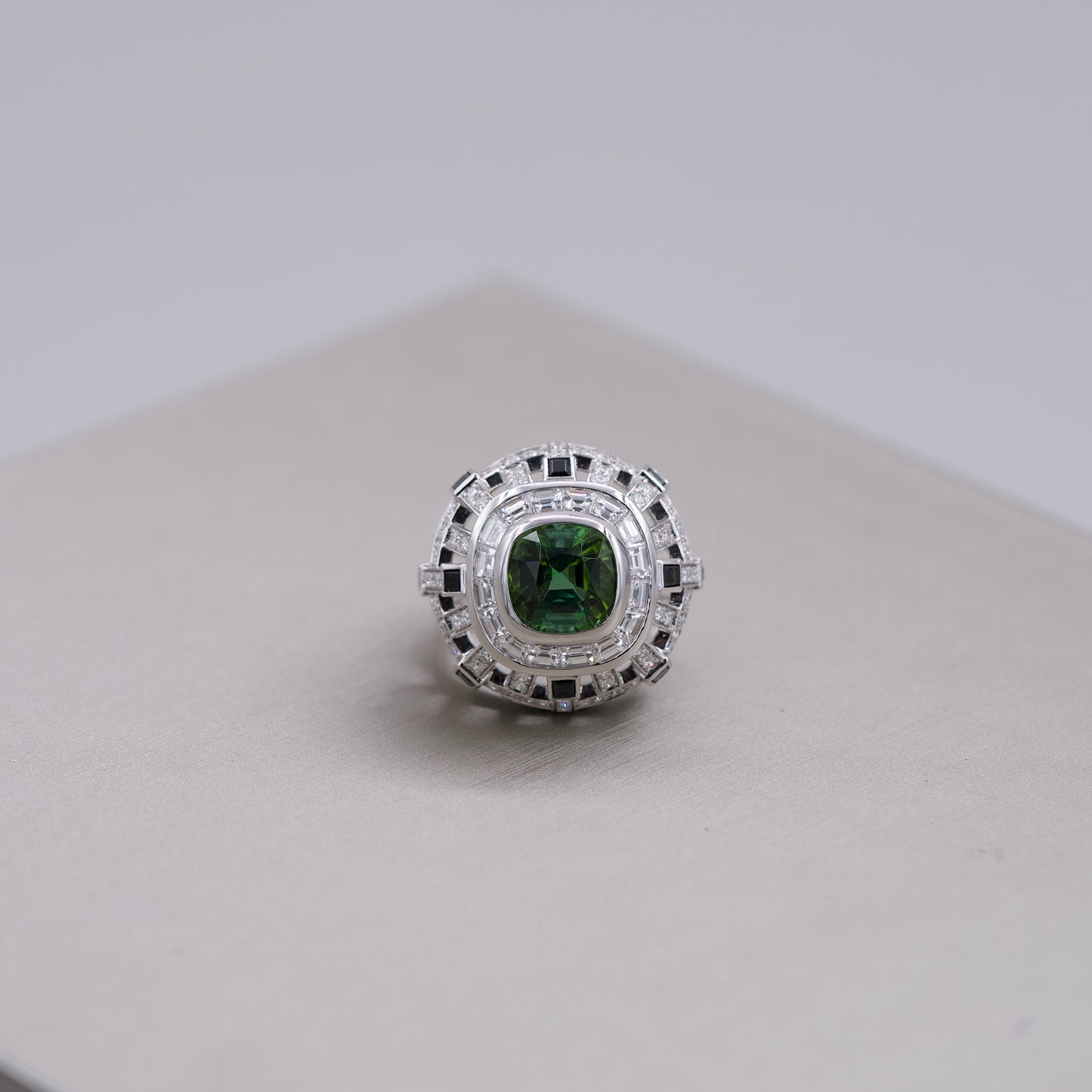 Green Tourmaline Ball Ring