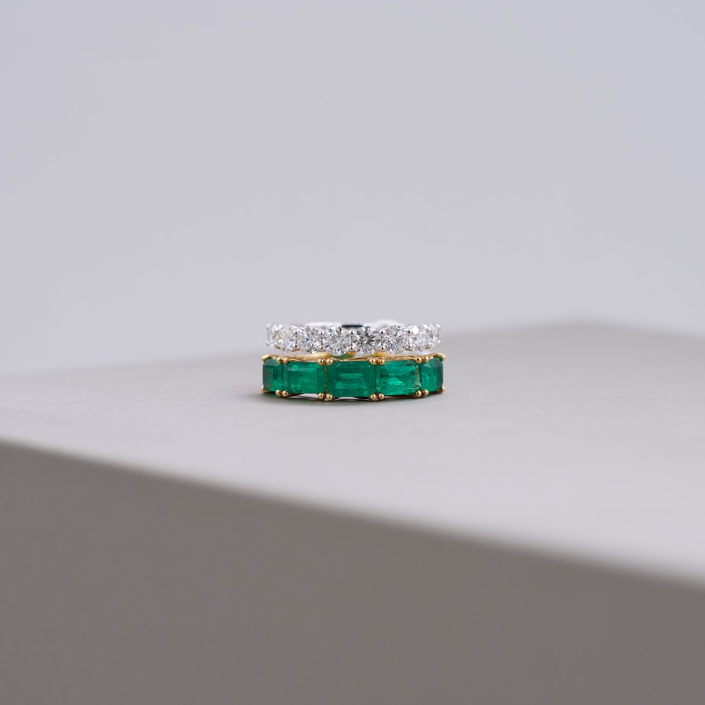 Emerald & Diamond Stack Ring