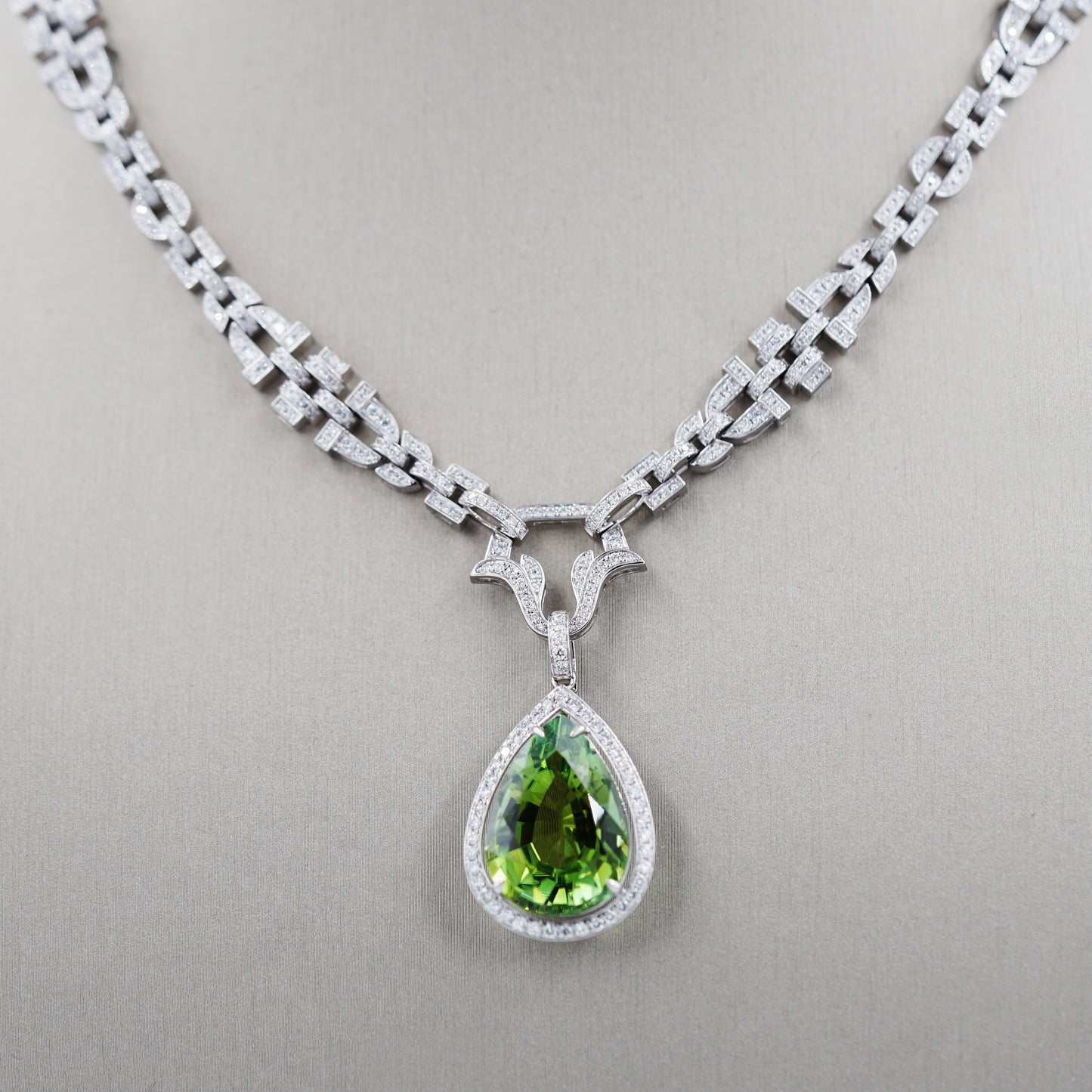 Green Tourmaline Teardrop Necklace