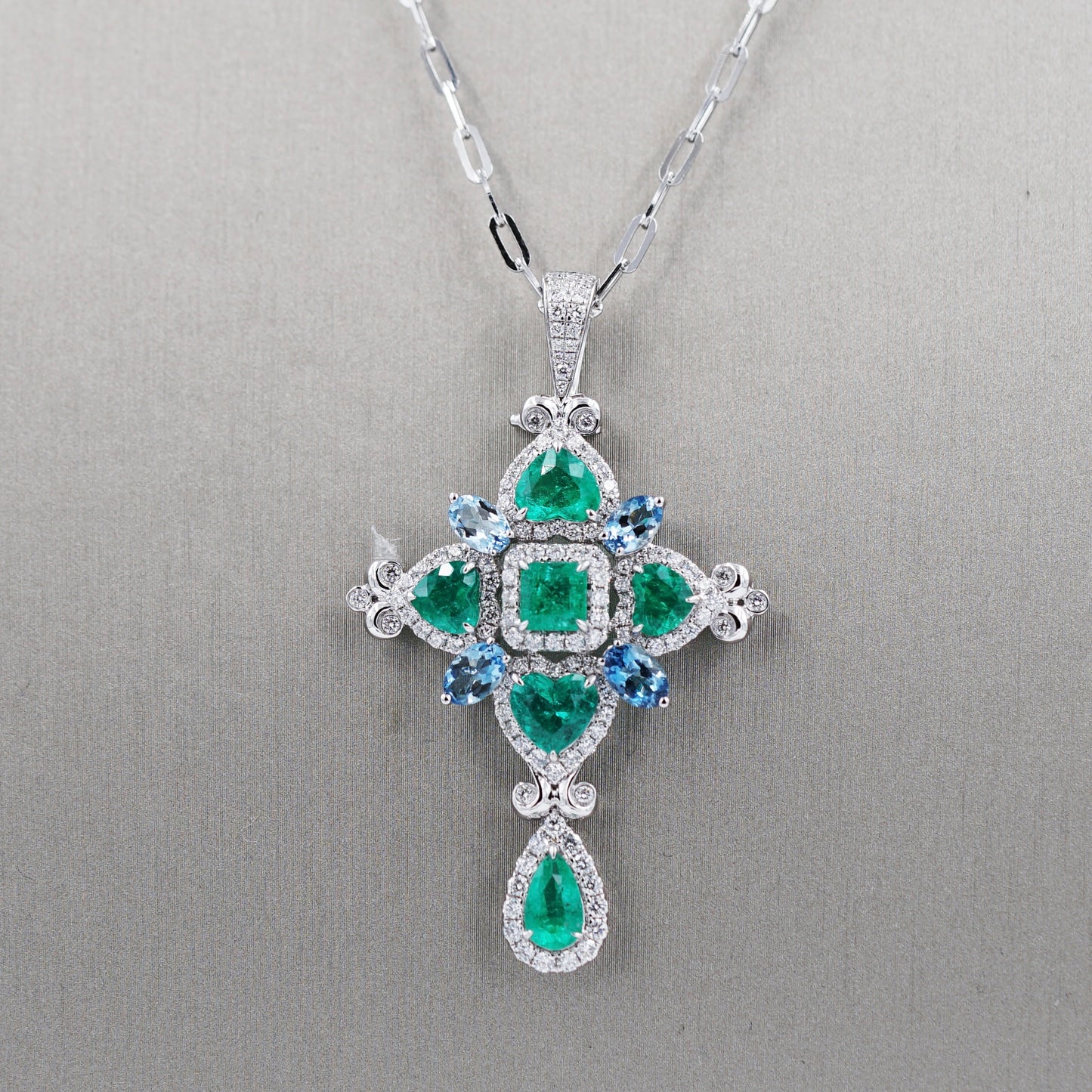 Emerald Cross Necklace