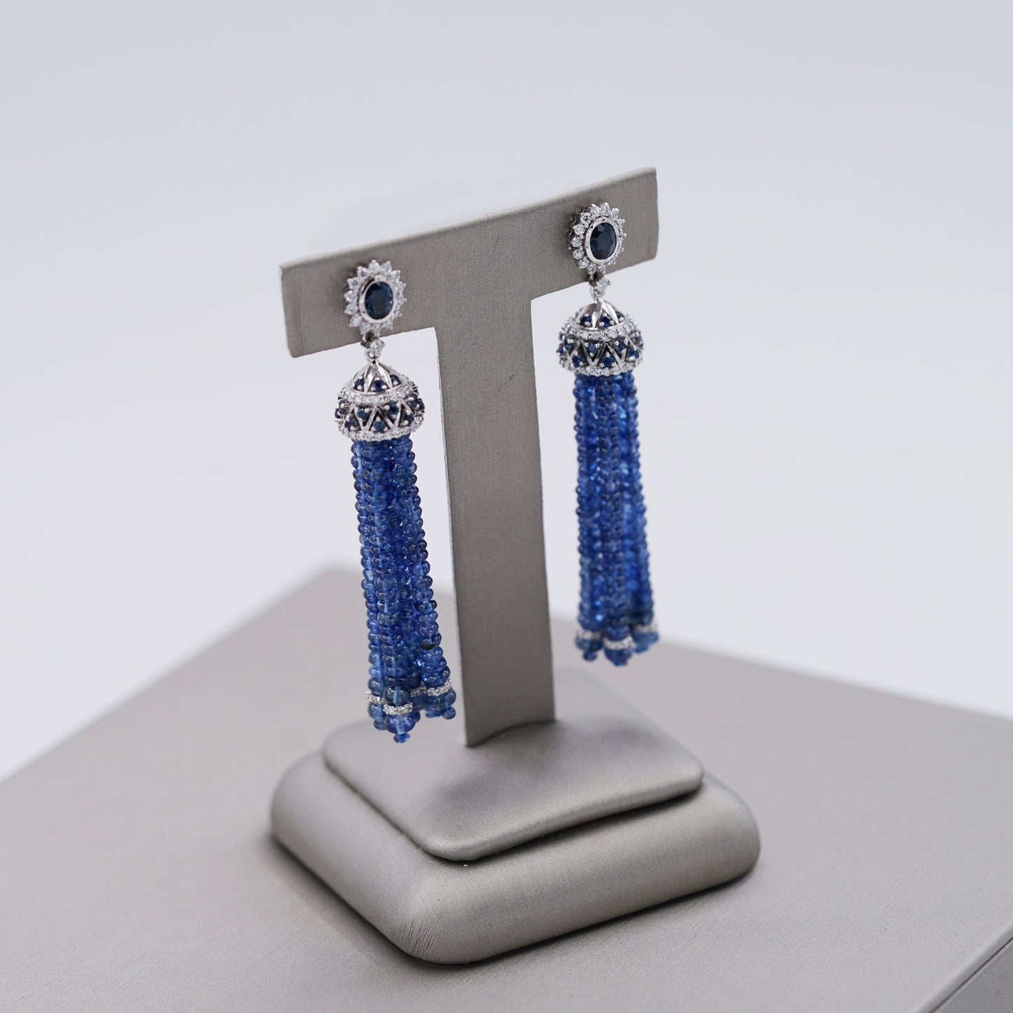 Sapphire Tassel Beads Earrings