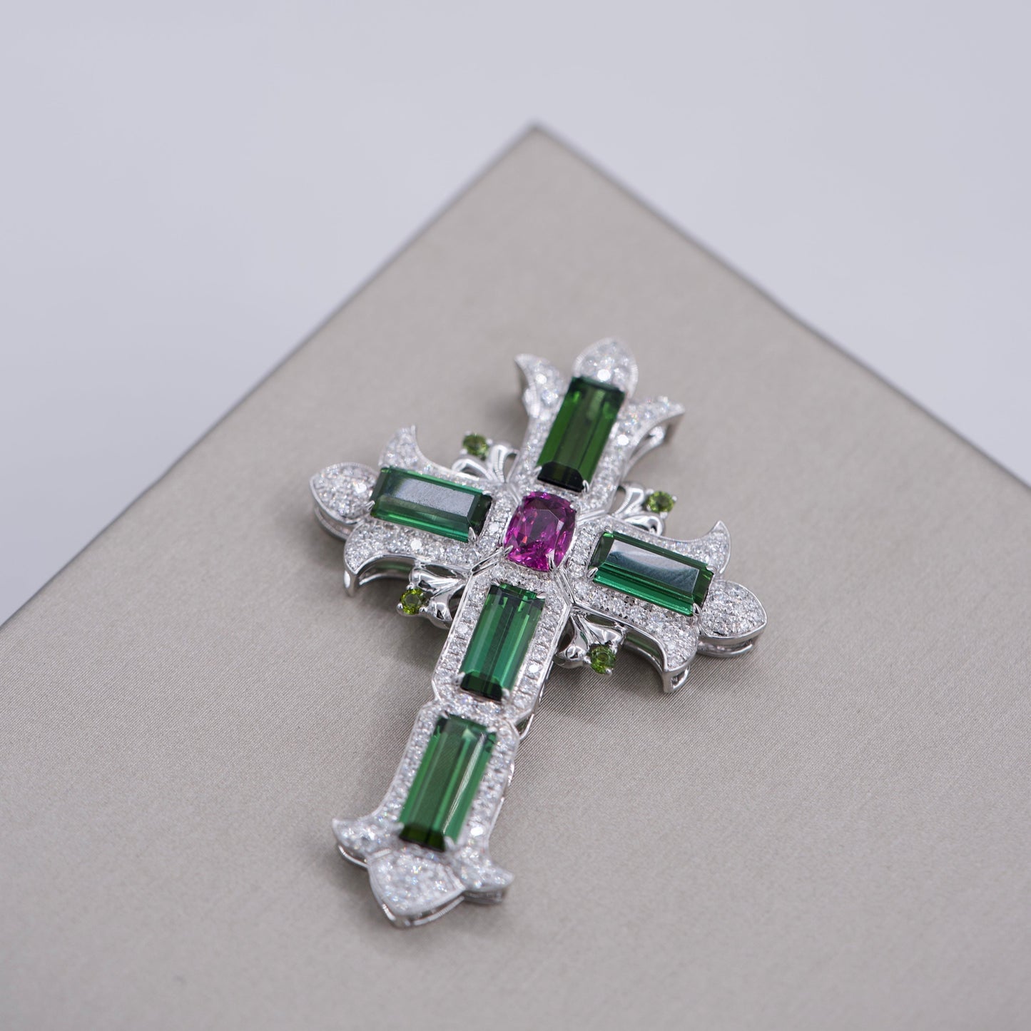 Tourmaline & Garnet Cross Pendant