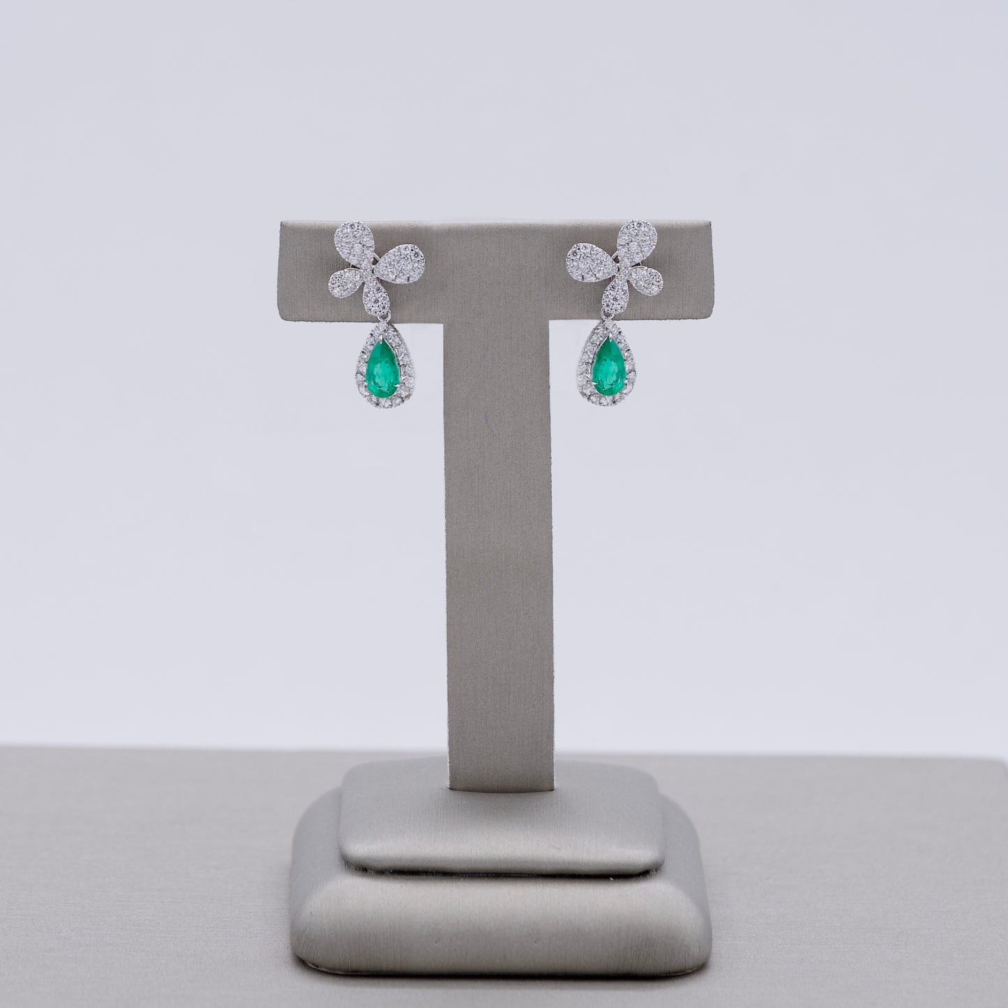 Butterfly Earrings With Emeralds WG