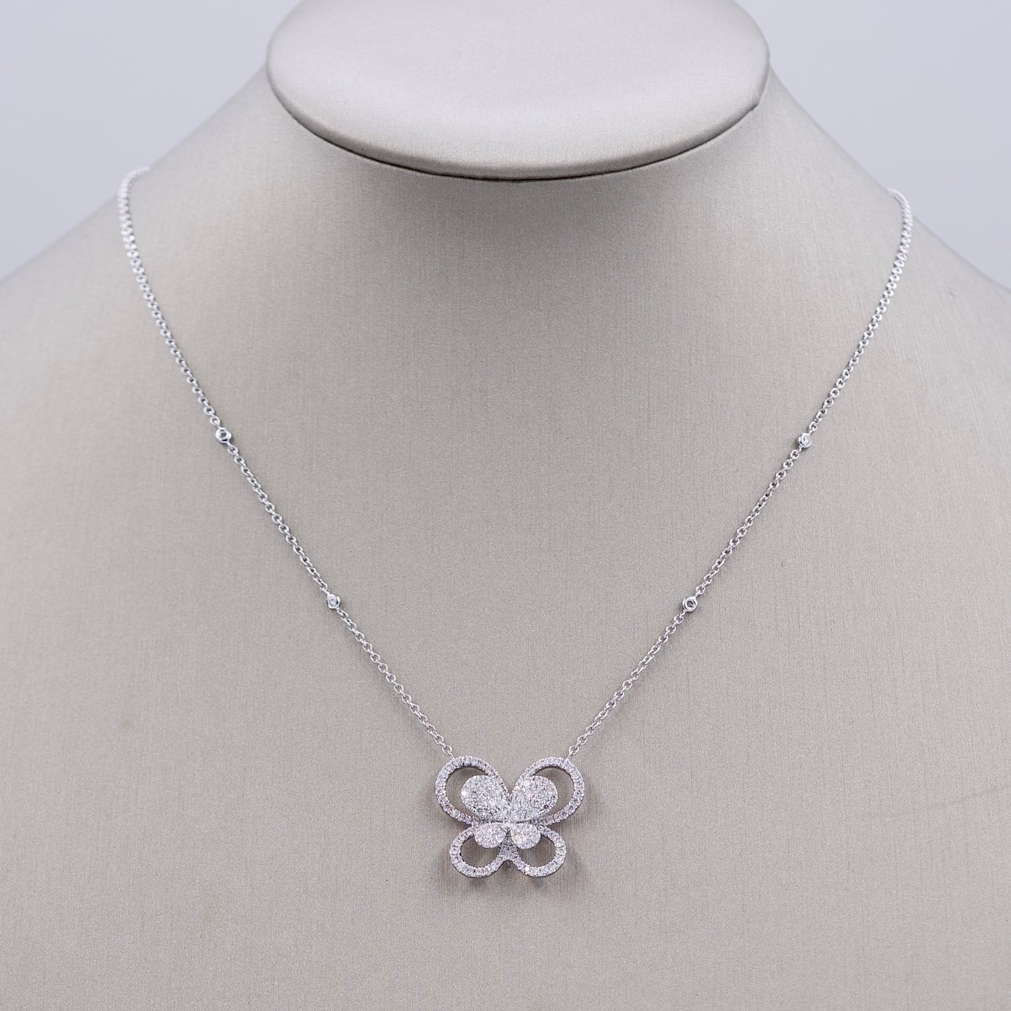 Dewdrop Butterfly Necklace WG