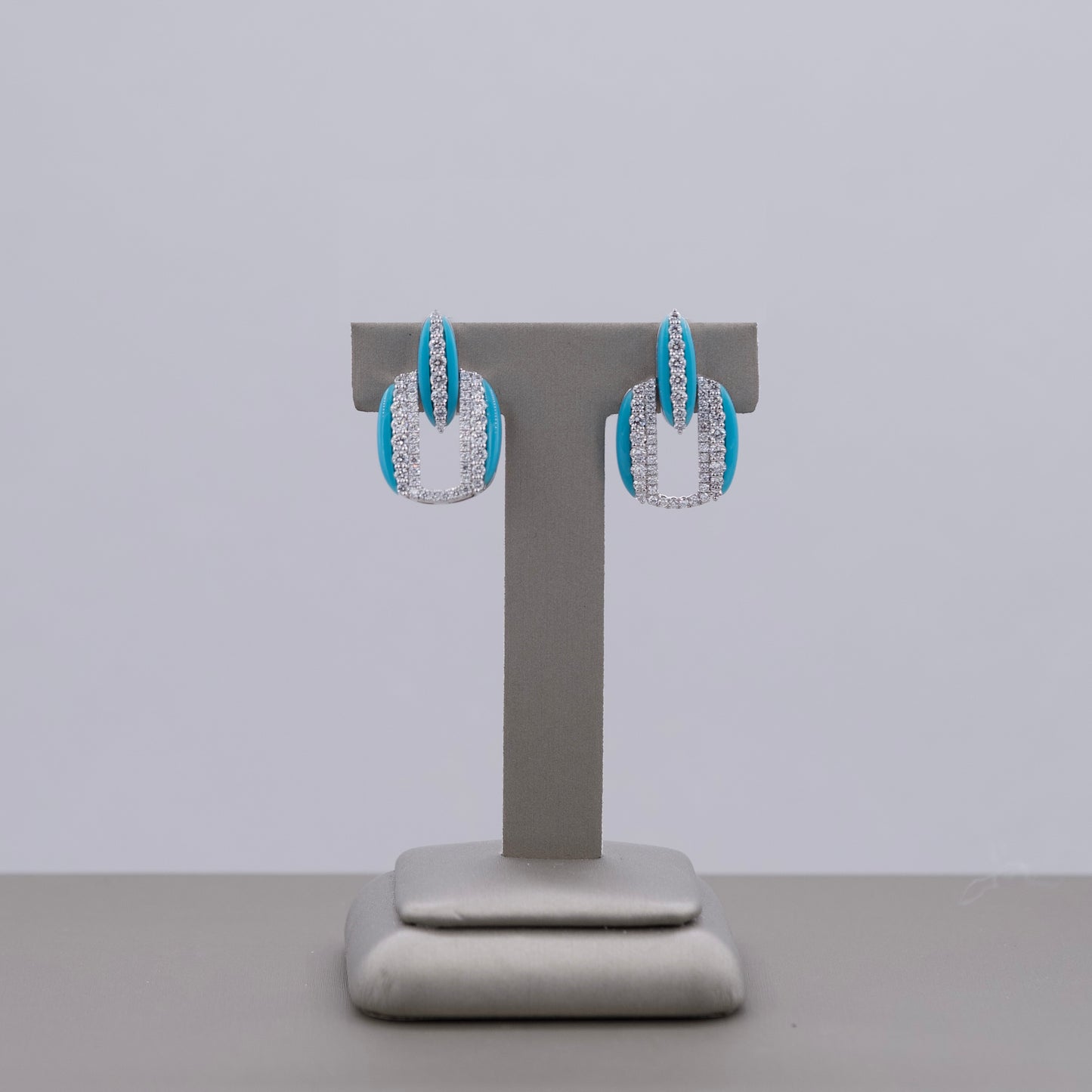 Damaso Diamond / Light Blue Ceramic Earrings
