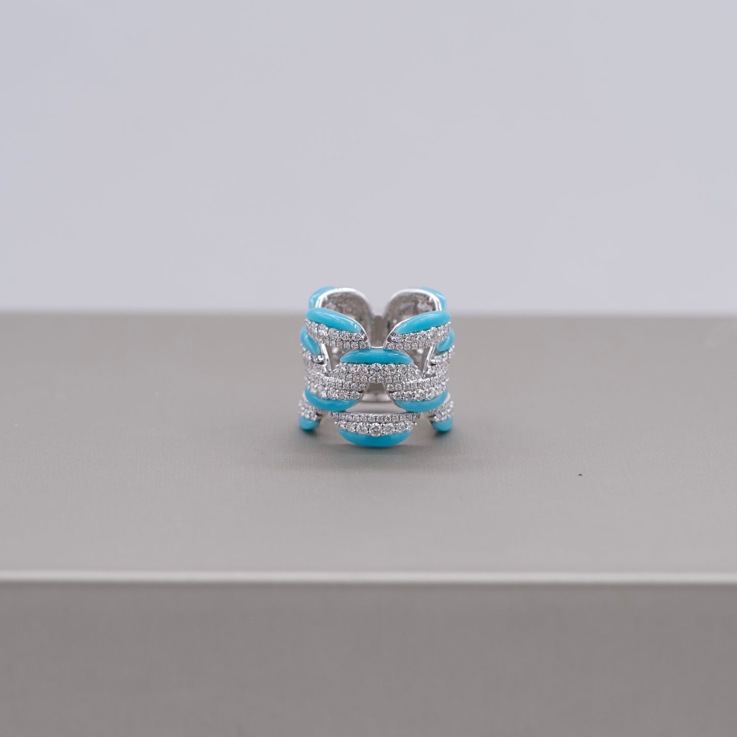 Damaso Diamond / Light Blue Ceramic Ring
