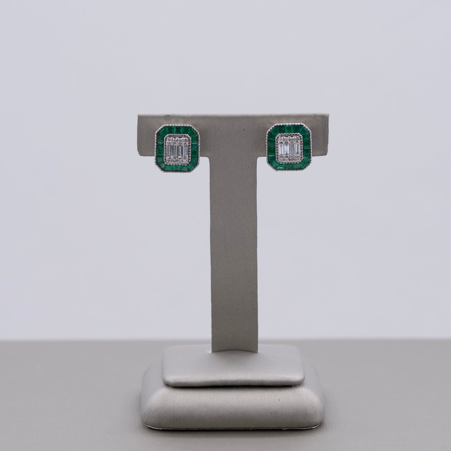 Composite Emeralds & Diamonds Earrings