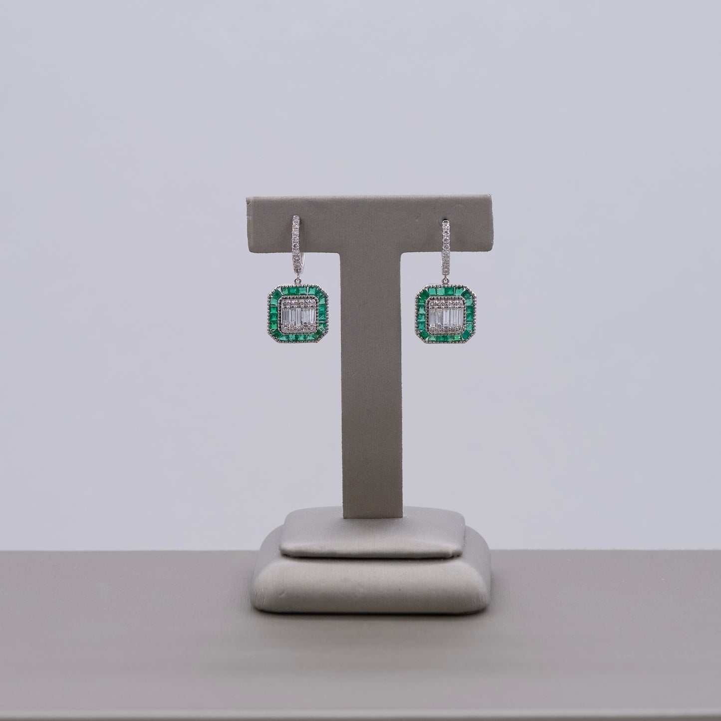 Composite Emeralds & Diamonds Earrings