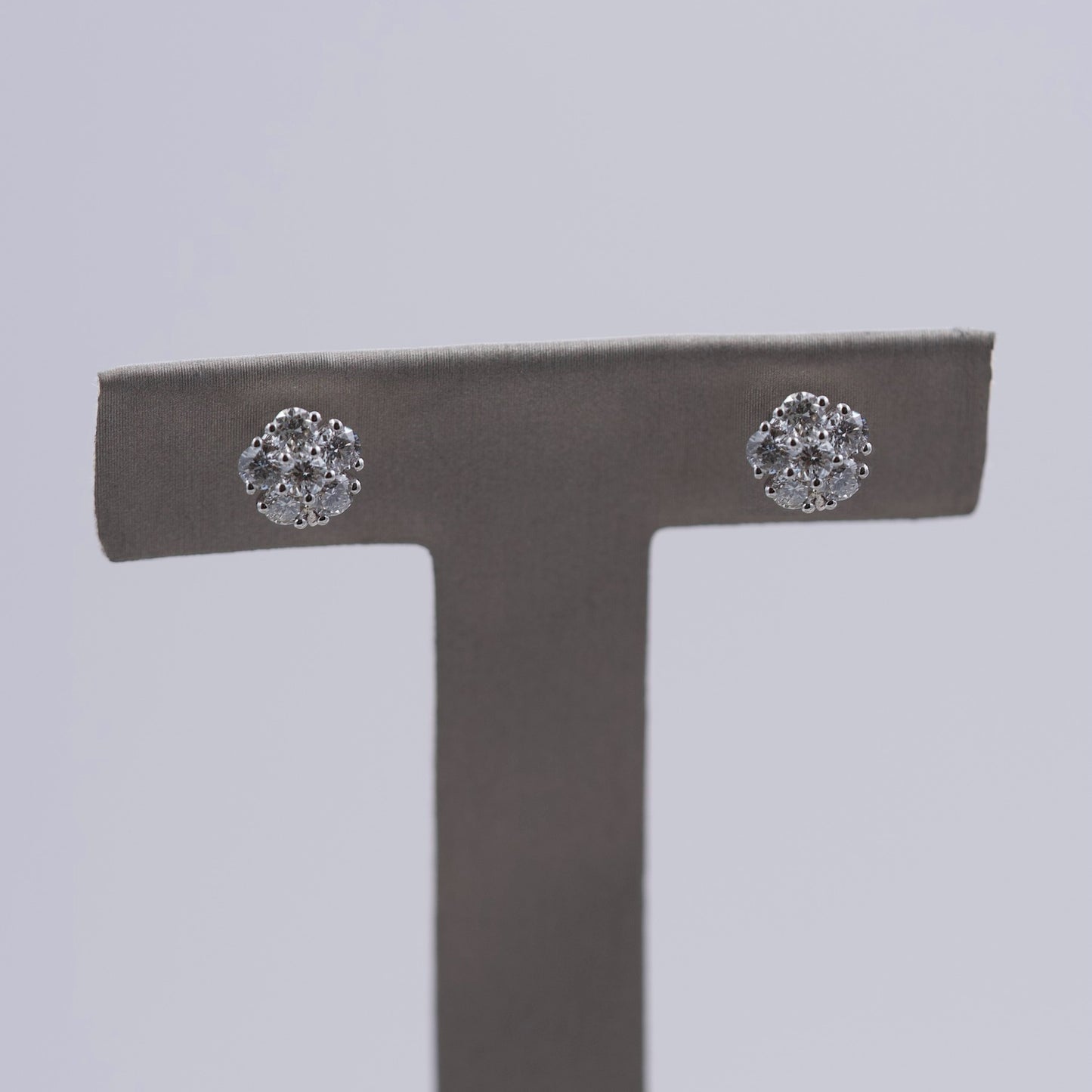 Medium Flower Diamond Stud Earrings