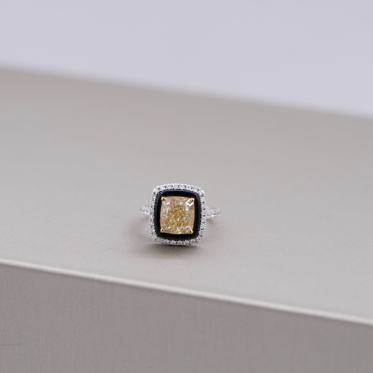 Cushion-Cut Yellow Diamond Ring