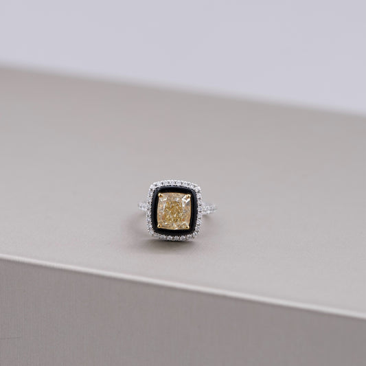 Cushion-Cut Yellow Diamond Ring