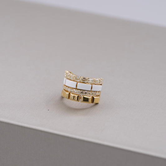 Etho Maria White Ceramic / Yellow Gold Ring