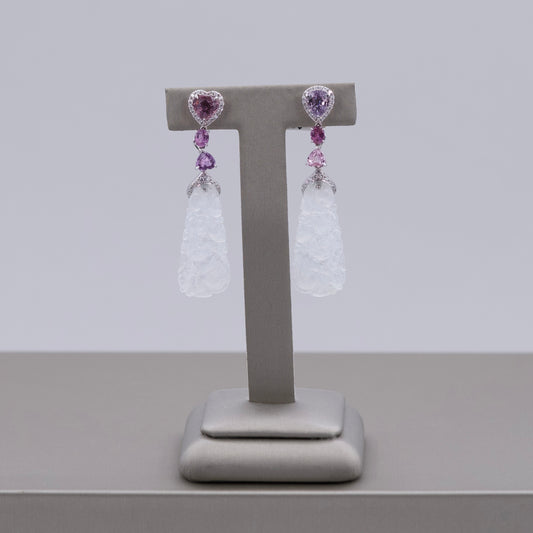 White Jade Earrings & Sapphires