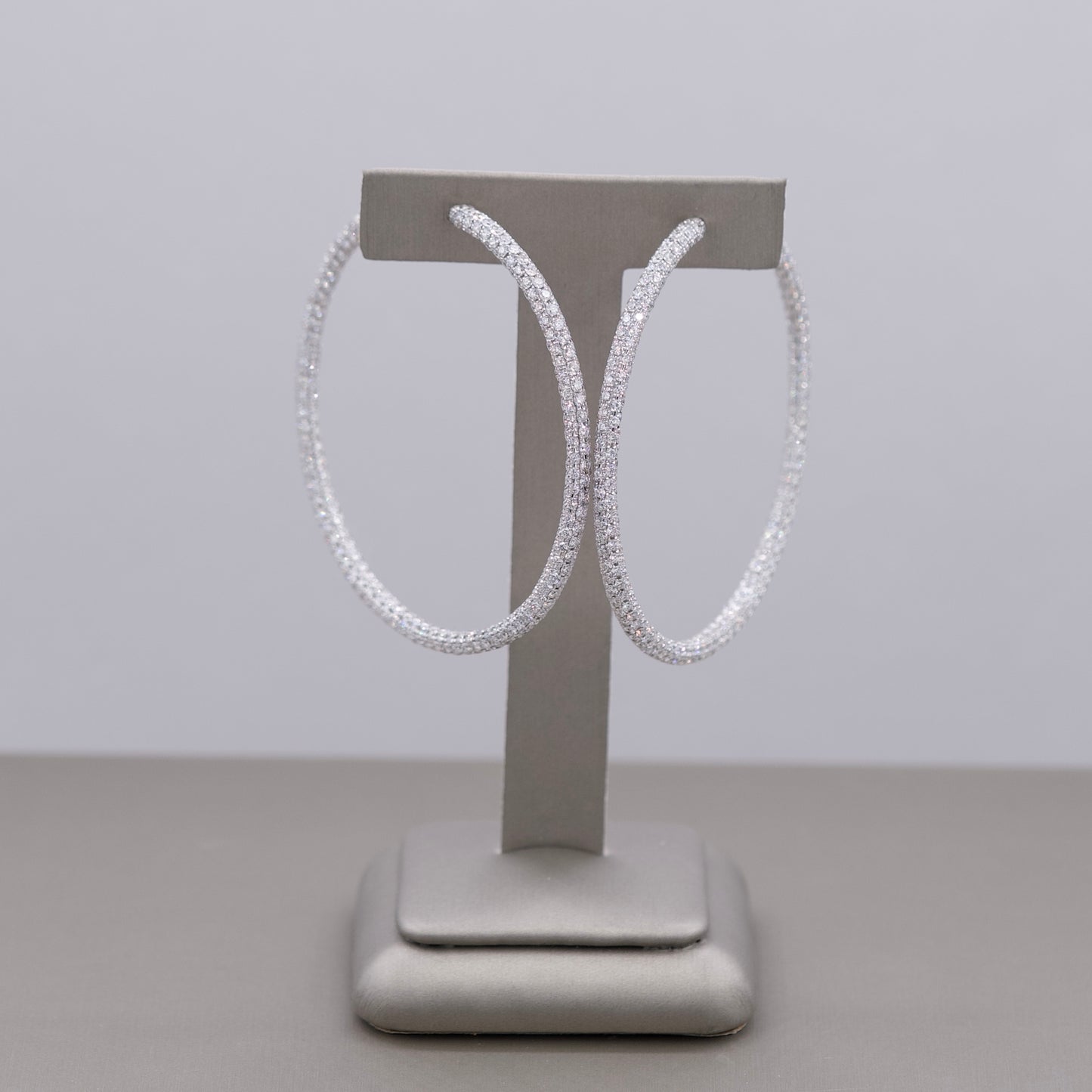 Pave Diamond Hoop Earrings Large