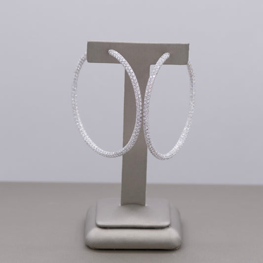 Pave Diamond Hoop Earrings Large