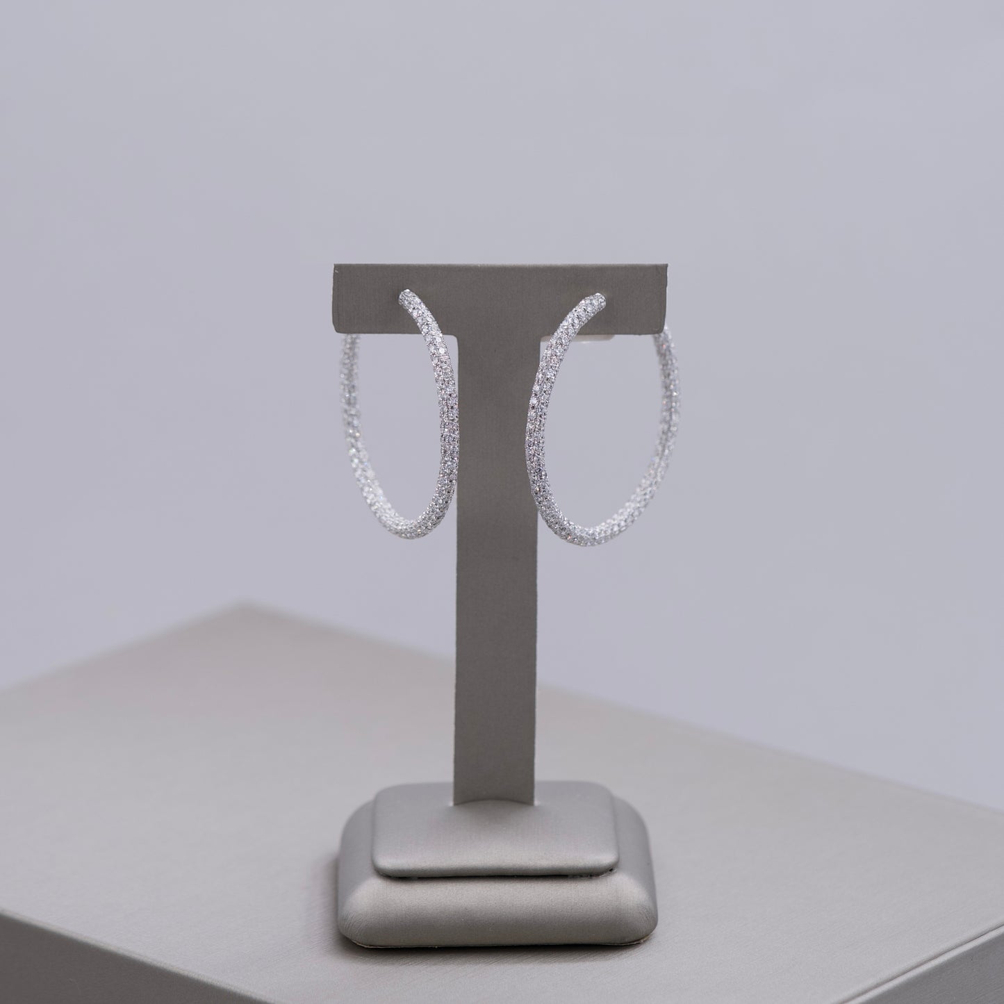Pave Diamond Hoop Earrings Small