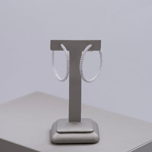 Pave Diamond Hoop Earrings Small