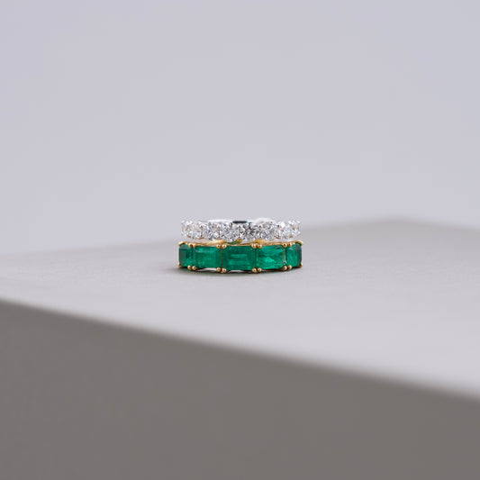 Emerald & Diamond Stack Ring