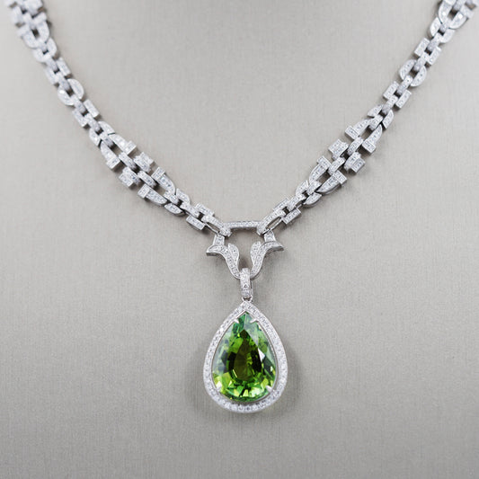 Green Tourmaline Teardrop Necklace