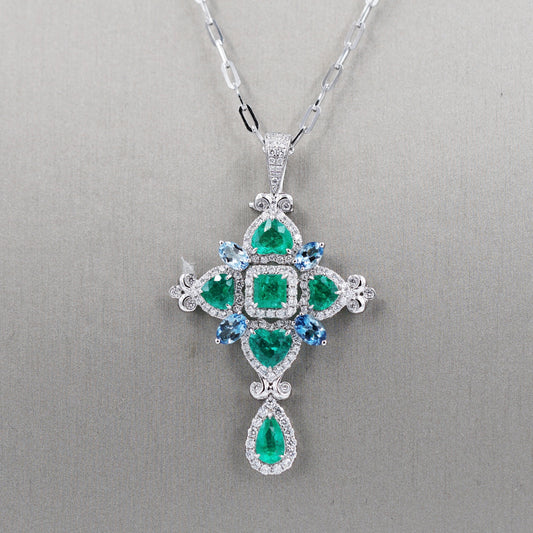 Emerald Cross Necklace
