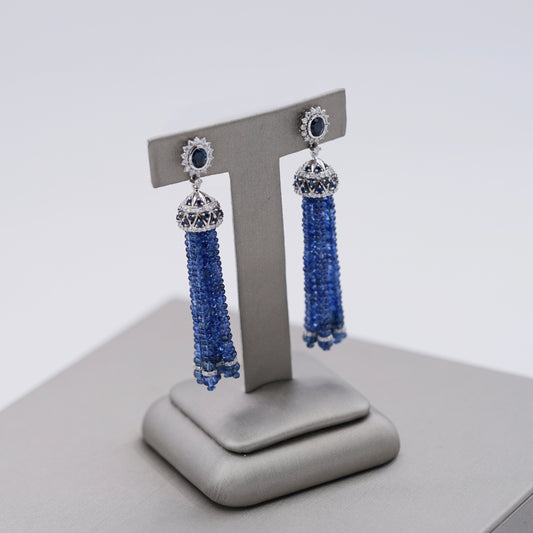 Sapphire Tassel Beads Earrings