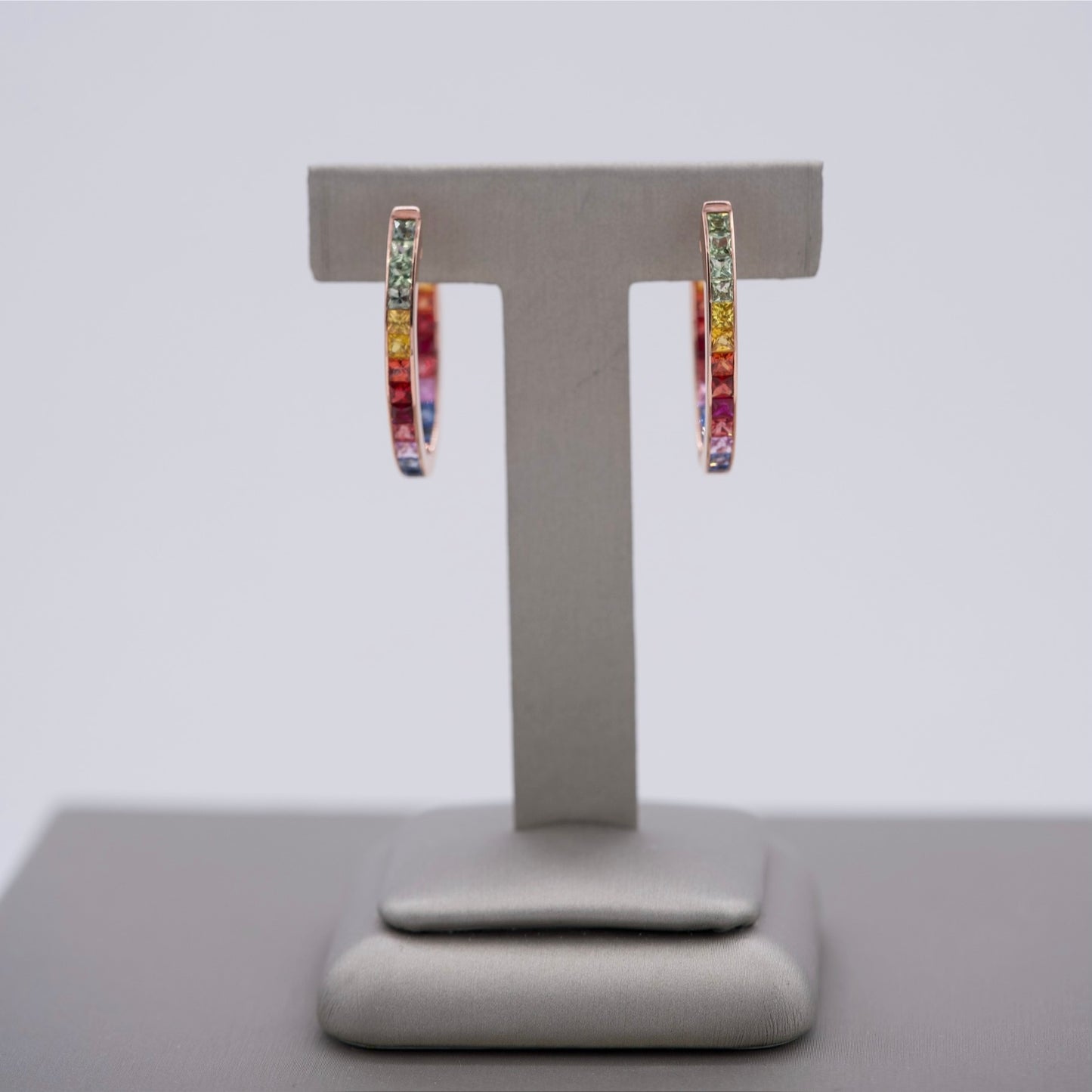 Coloured Sapphires Hoop Earrings