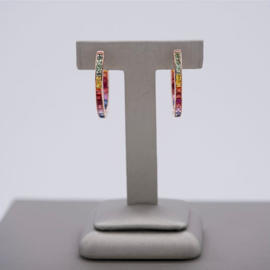 Coloured Sapphires Hoop Earrings