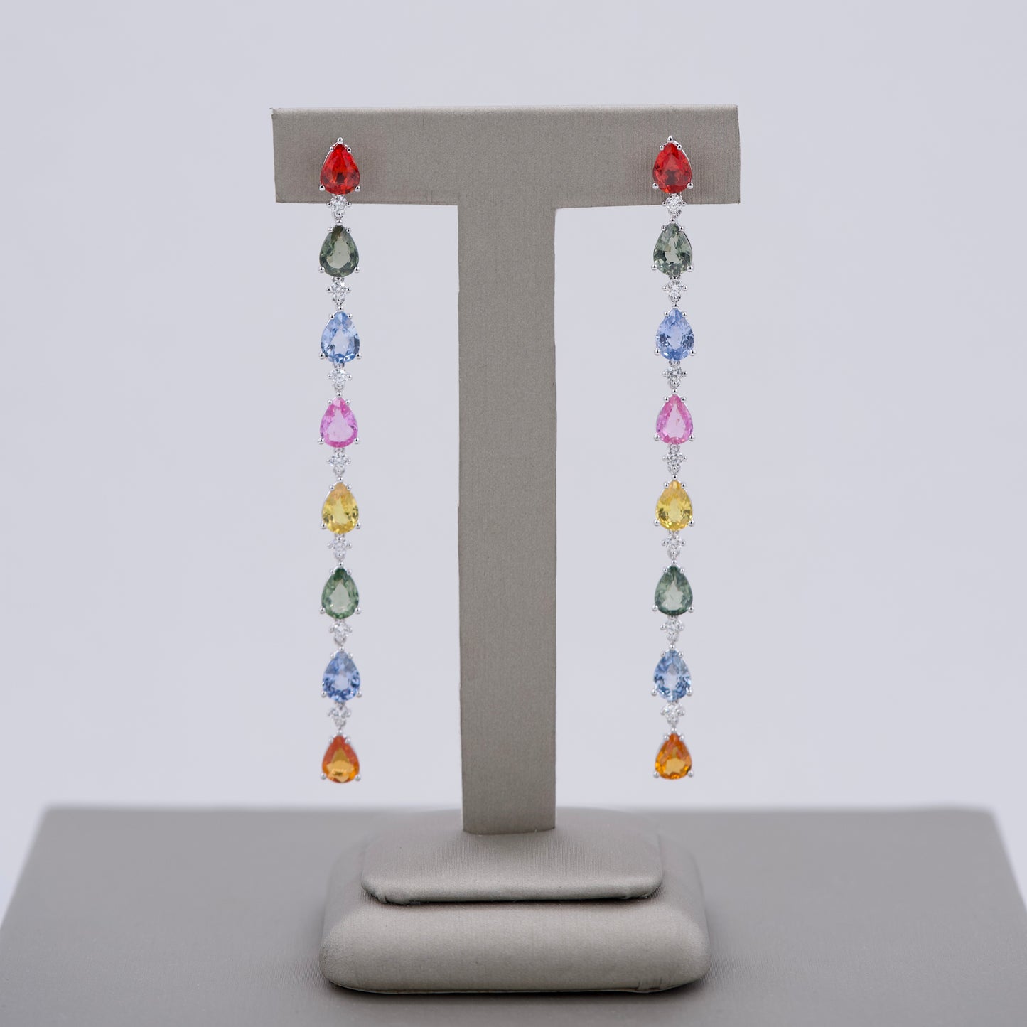 Coloured Sapphires Drop Earrings