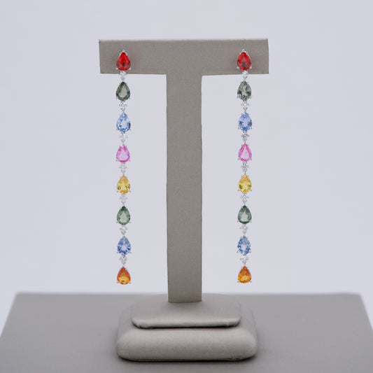 Coloured Sapphires Drop Earrings