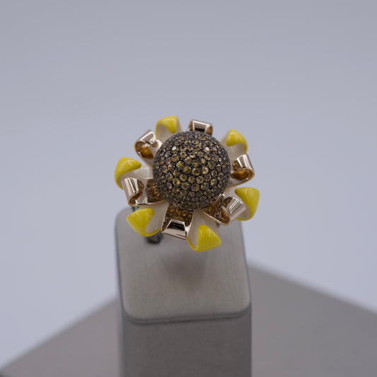 Paolo Piovan Enamel Flower Ring