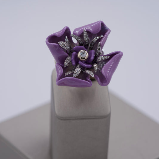 Paolo Piovan Diamond Enamel Flower Ring