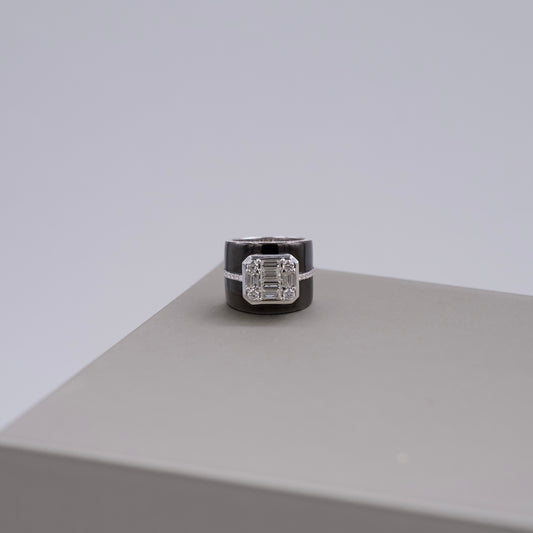 Damaso Black Gold Plated and Diamond Ring