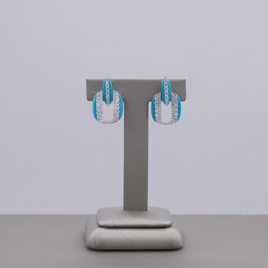 Damaso Diamond / Light Blue Ceramic Earrings