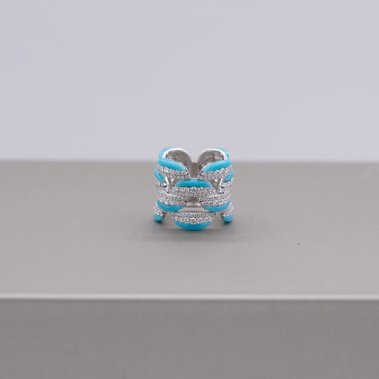 Damaso Diamond / Light Blue Ceramic Ring