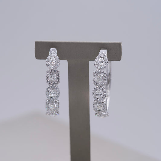 Halo Diamond Hoop Earrings
