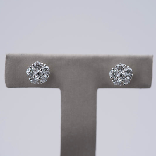 Large Flower Diamond Stud Earrings