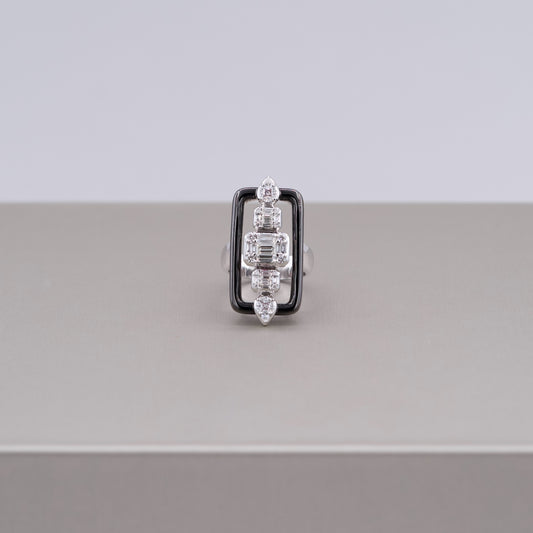 Damaso Black Gold Plated and Diamond Ring