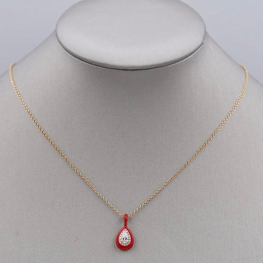 Red Enamel and Diamond Necklace